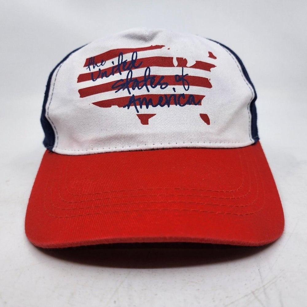 The United States of America Strapback Baseball Hat Cap One Size Red White Blue